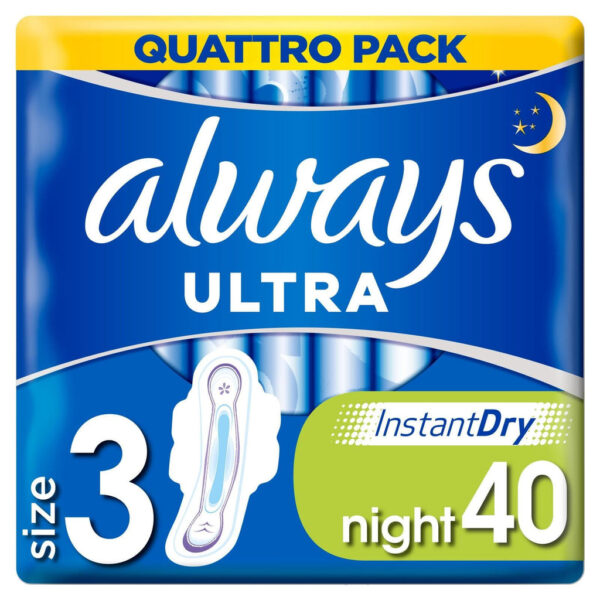 Always Ultra Night Sanitary Towels with Wings x 40