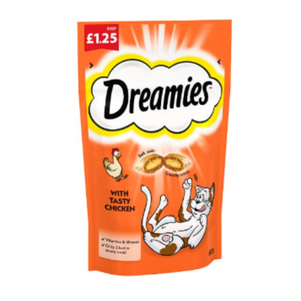 Dreamies Cat Treat Biscuits with Chicken 60g x Case of 8