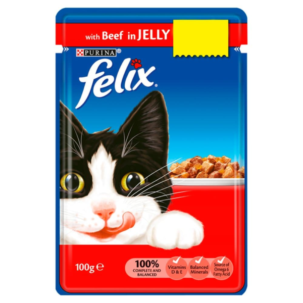 FELIX Beef In Jelly Wet Cat Food 100g